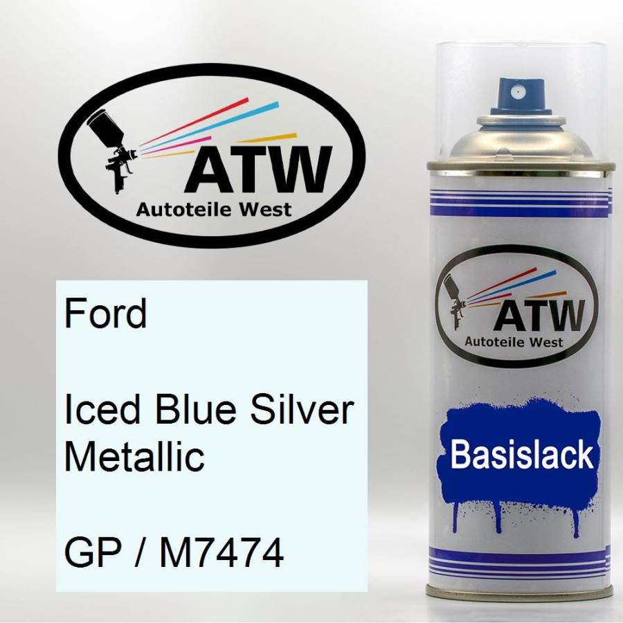 Ford, Iced Blue Silver Metallic, GP / M7474: 400ml Sprühdose, von ATW Autoteile West.